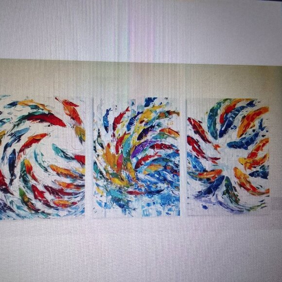 Well-done Koi fish painting print, framed, brand new